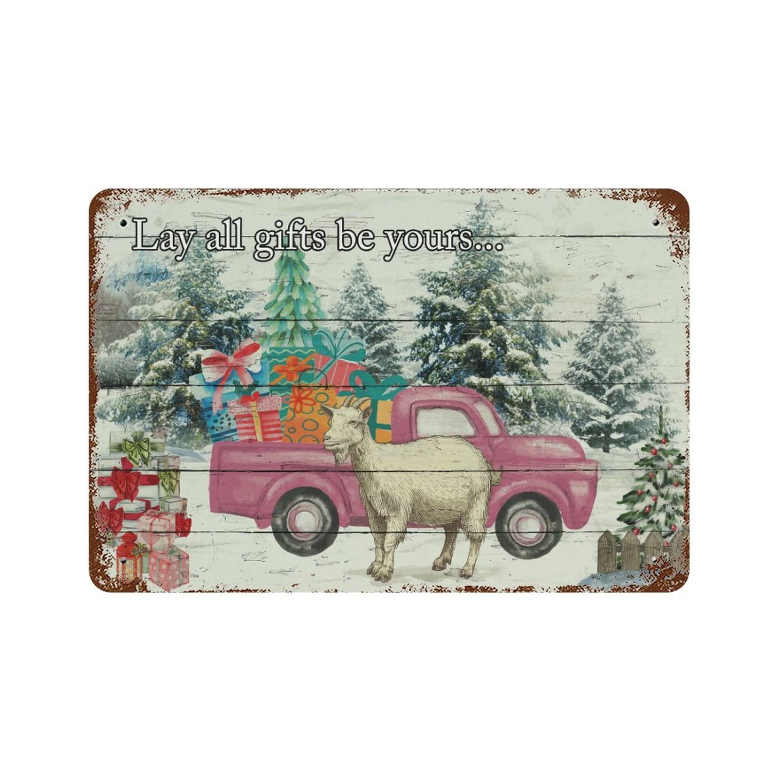 Plaque métal Christmas Farm décoration vintage durable de 30,5x45,7 cm