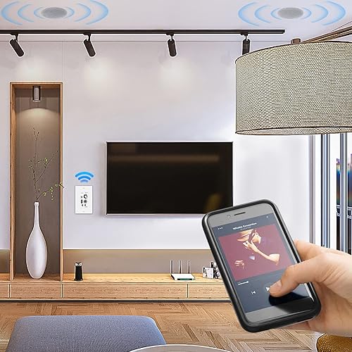 Miniatura 8 de Herdio Altavoces de techo de 6.5 pulgadas Bluetooth (pares) de 300 vatios de montaje empotrado en pared amplificador receptor adecuado para interior
