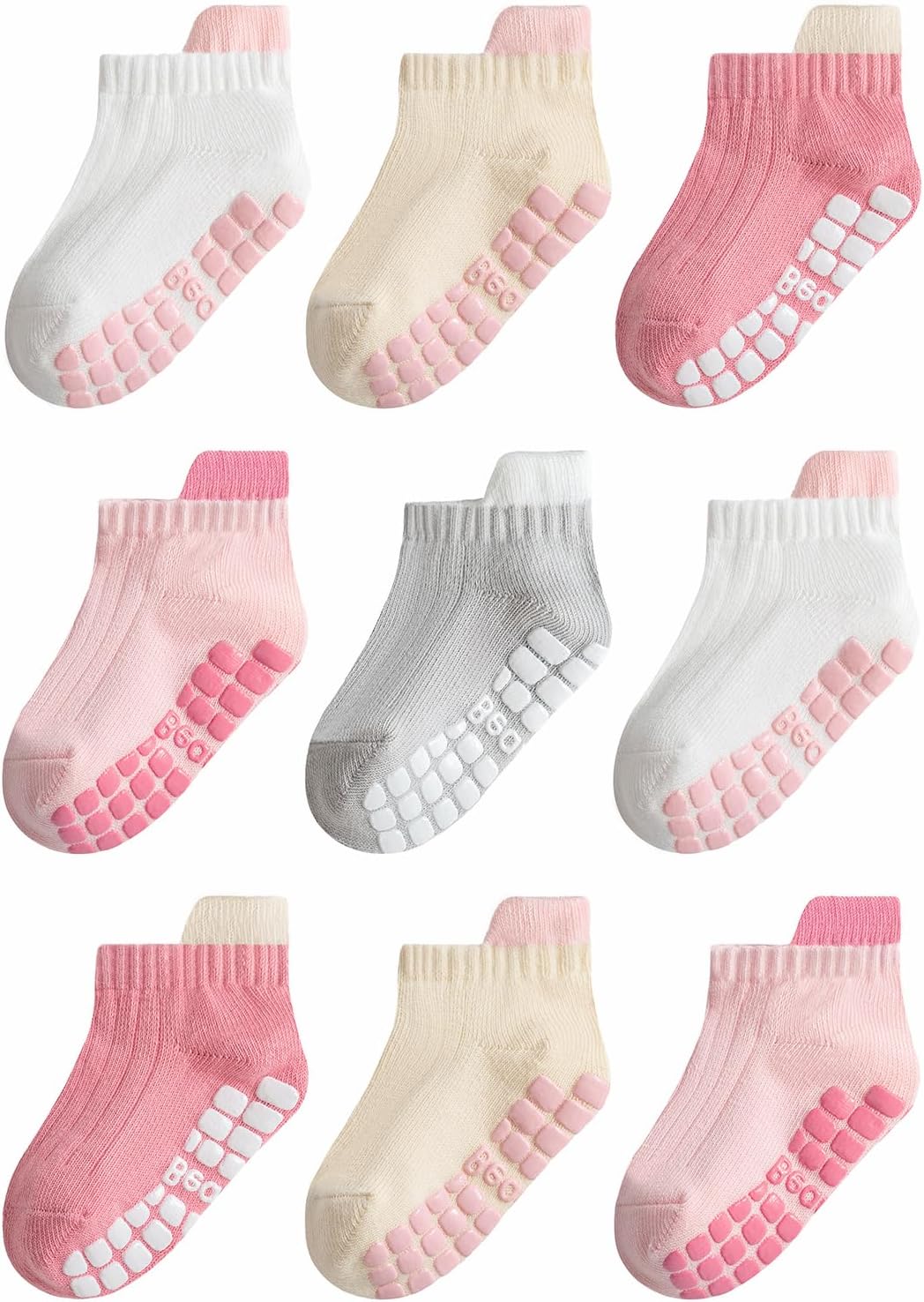 Baby Non Slip Ankle Socks with Grippers (9 Pair) for 6 months-5 years Infant Toddler Boys Girls