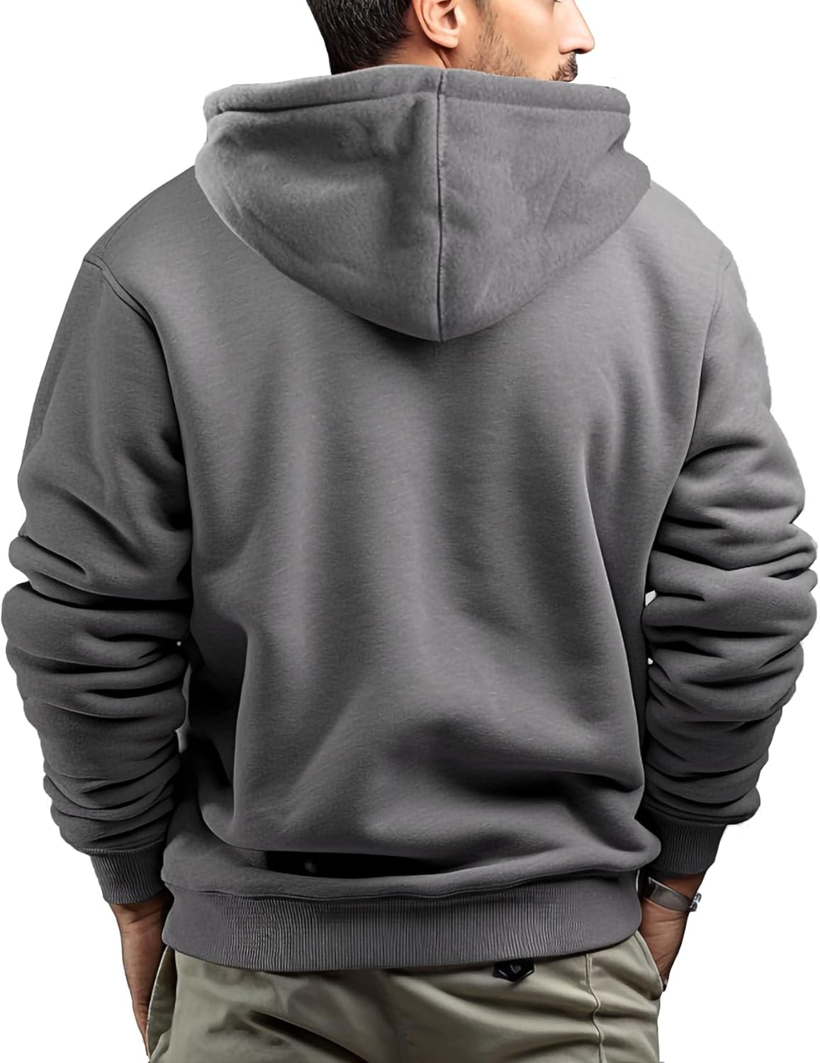 Hoodies for Men Full Zip Up Fashion Sweatshirt Thick Fleece Sherpa Lined Winter Jackets Warm Coats - Image 2