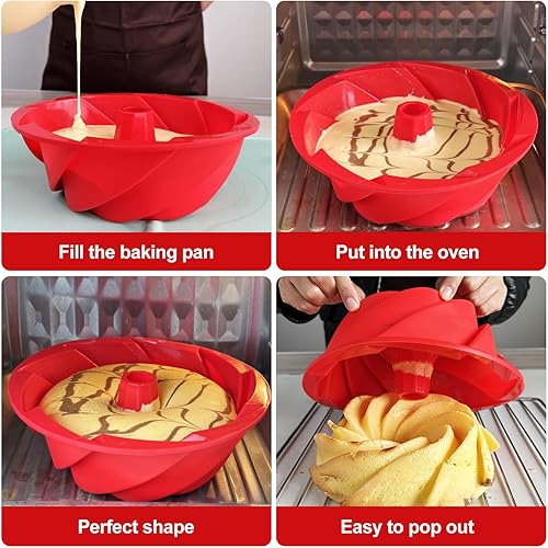 Miniatura 6 de saphe Molde de silicona para tartas, utensilios para hornear antiadherentes de 10 pulgadas redondo para hacer pasteles, gelatina, gelatina, pan,