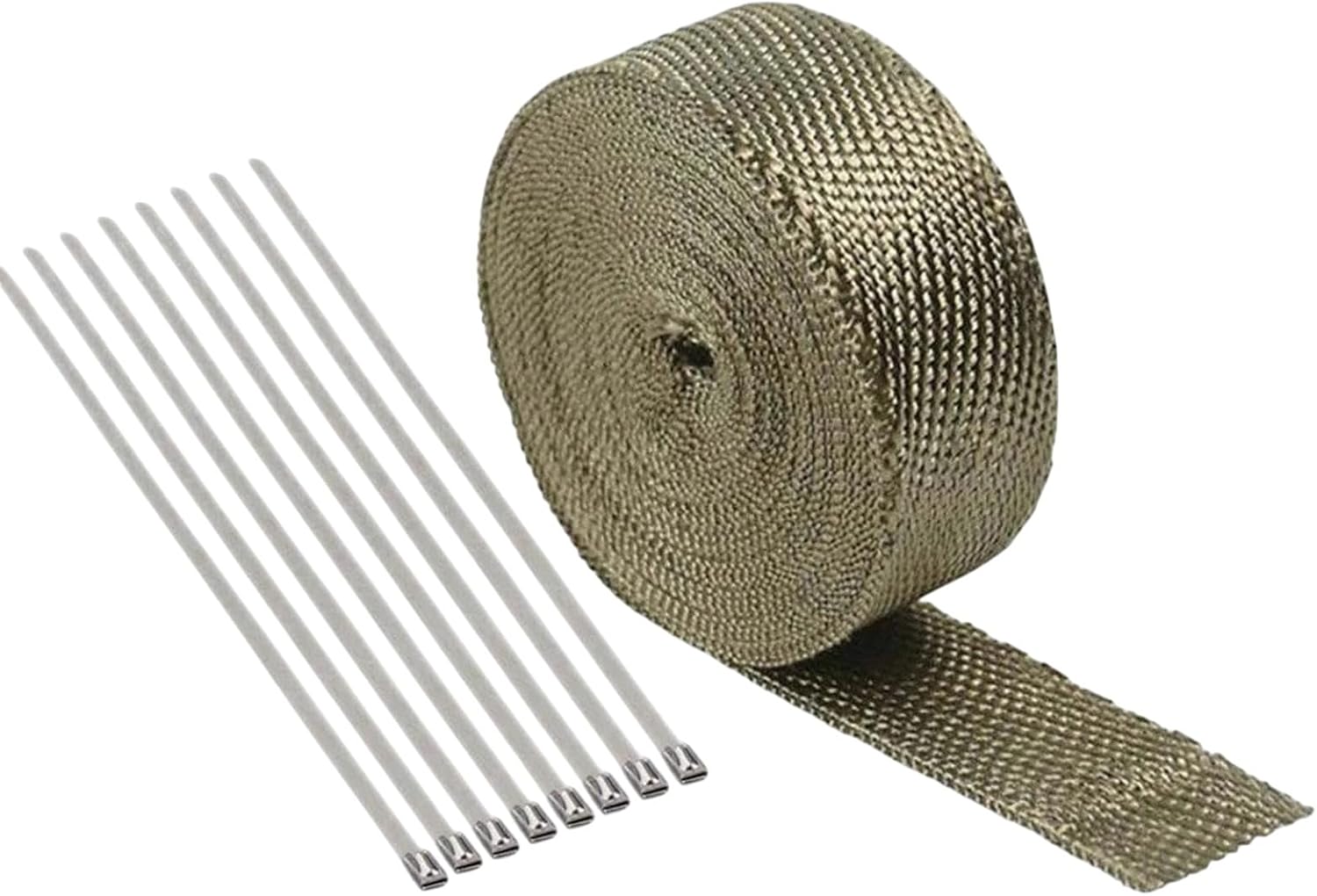 2" 50Ft Titanium Basalt Manifold Header Pipe Heat Wrap w/ 10 Steel Ties