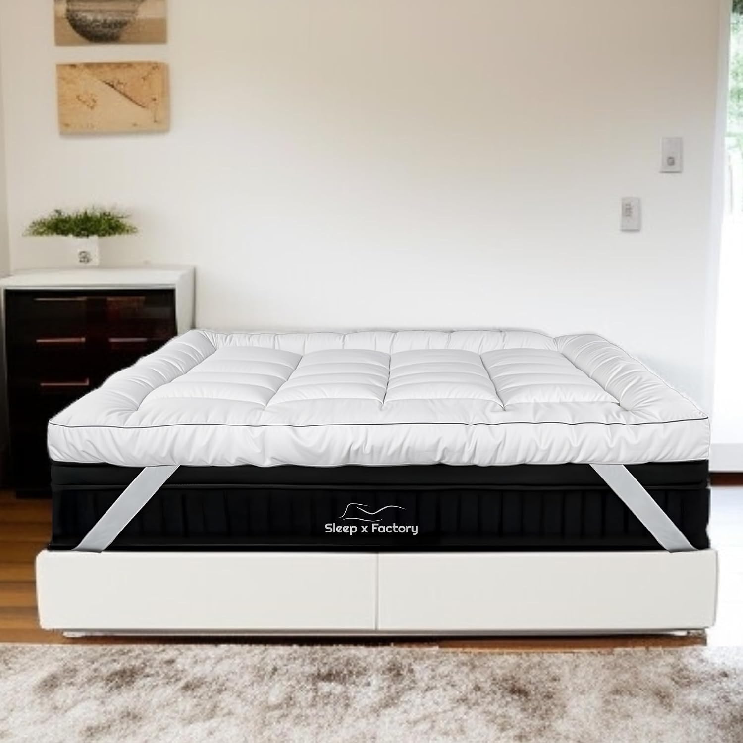 وسادة مرتبة فندقية فاخرة من Sleep X Factory مقاس 100x20014 100 حشوة من الألياف الدقيقة ارتفاع 14 سم - الصورة 2