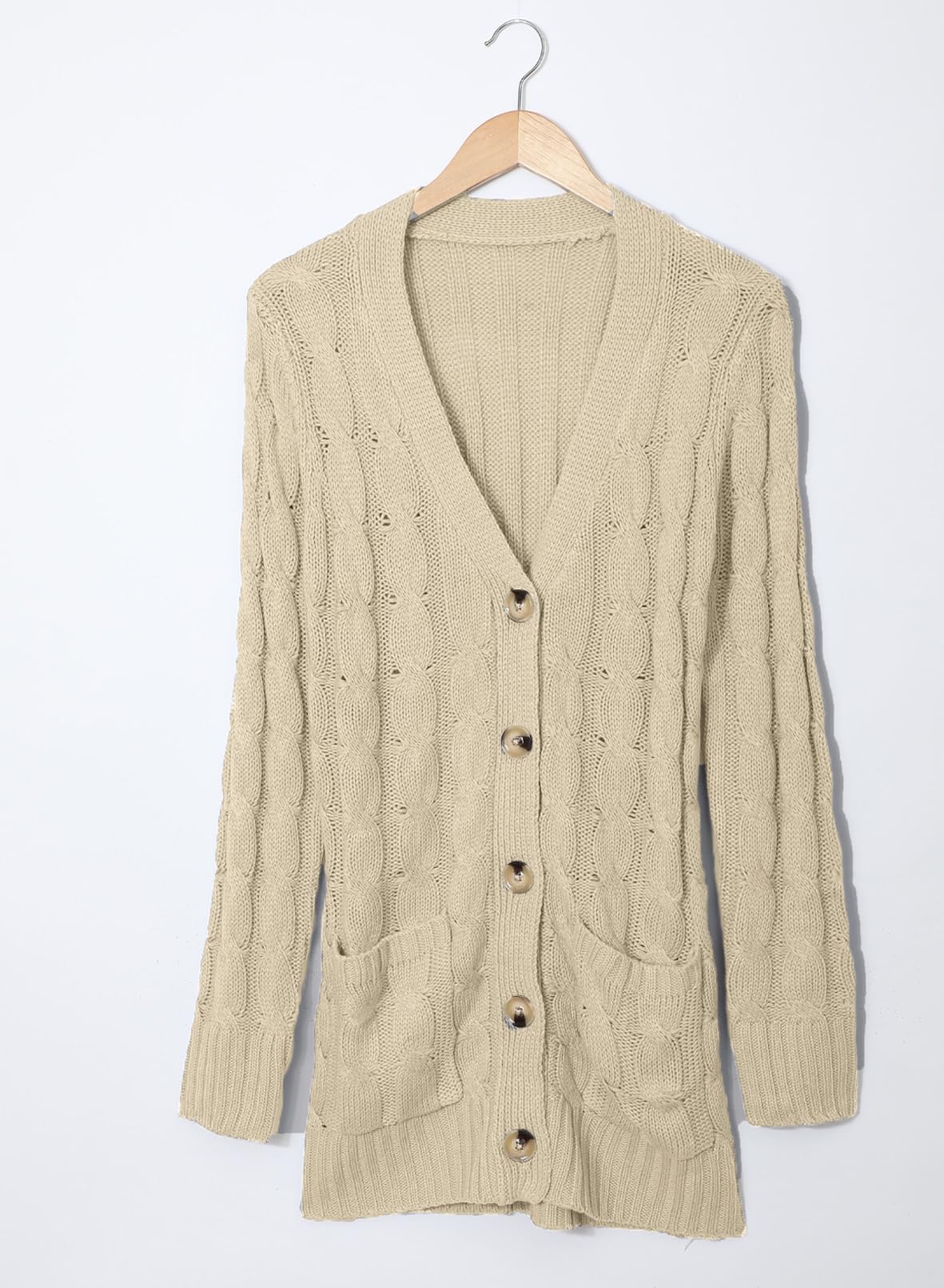 Uusollecy Cárdigan de Manga Larga para Mujer, para otoño e Invierno, Informal, con Botones, Tallas