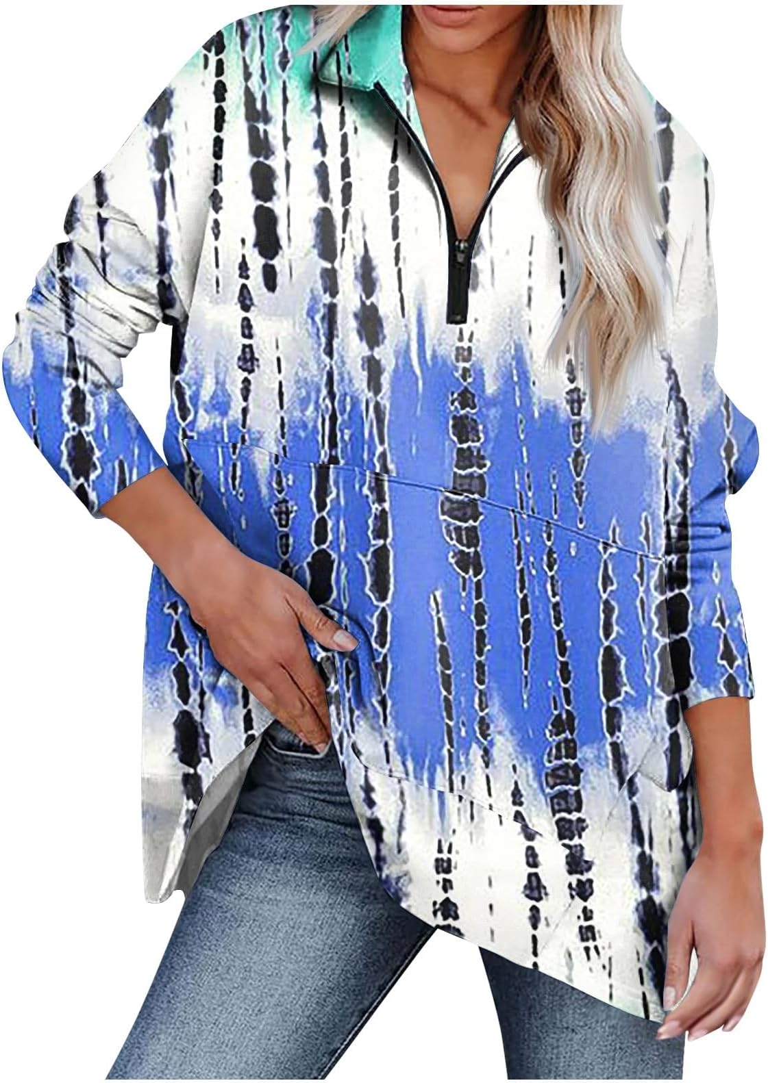 Half Zip Pullover Women Fall Graphic Western Sweatshirts Loose Fit Long Sleeve Lapel Collar Trendy Tees Clothes