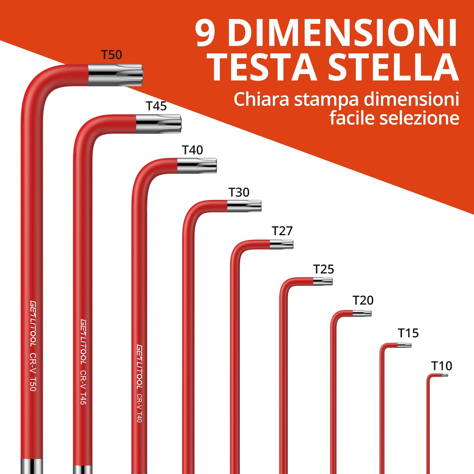 Set 9 Chiavi Torx T10-T50 In Acciaio Cr-V & S2 - Per Bici, Auto, Moto E Fai Da Te - Foto 4