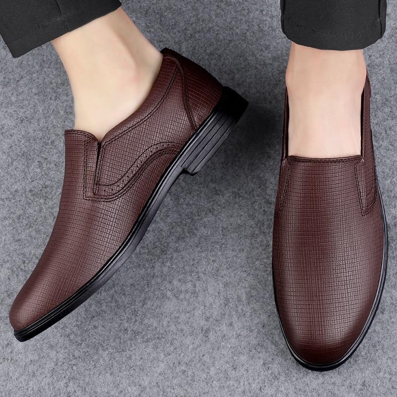Men's Slip On Pointed Toe Derbys Shoes Classic Formal Business Oxford Shoes Retro Comfortable Non-Slip Softsole Walking Dress Shoes3