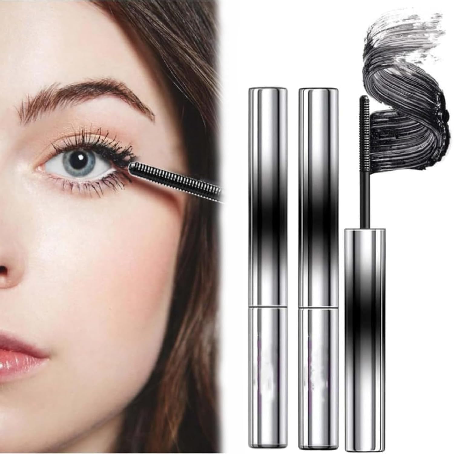 KIDPALACE Natural 3D Curling Eyelash Iron Mascara - Lengthening, Plumping, No Clumps, Waterproof and Smudge-Proof, Long-Lasting Eye Makeup (Black)