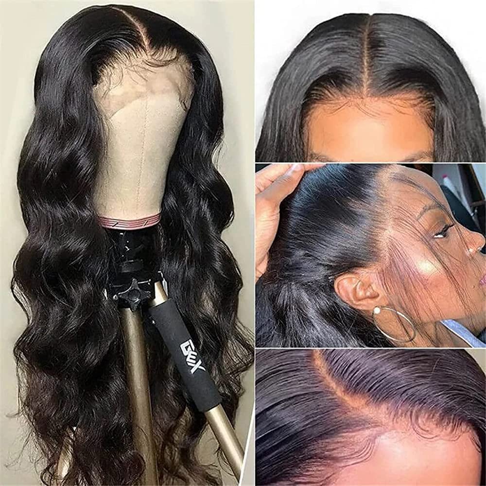 Imeya 24 Inch Body Wave Lace Front Human Hair Wigs 13x6 HD Transparent Lace Pre Plucked Glueless Wig 150% Density Brazilian Remy Human Hair Wig with Baby Hair Natural Hairline Long Wavy Wig for Women