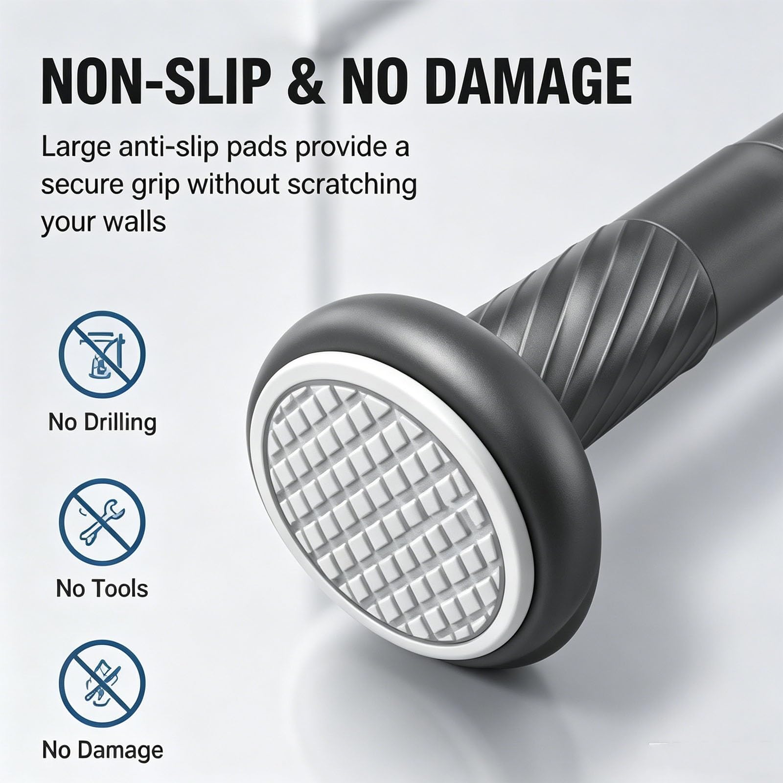 Asta da doccia senza trapano per appendere vestiti, può contenere fino a 240,9 kg, adatta per 146-173in / 370-440 cm, perfetta per bagno e armadio