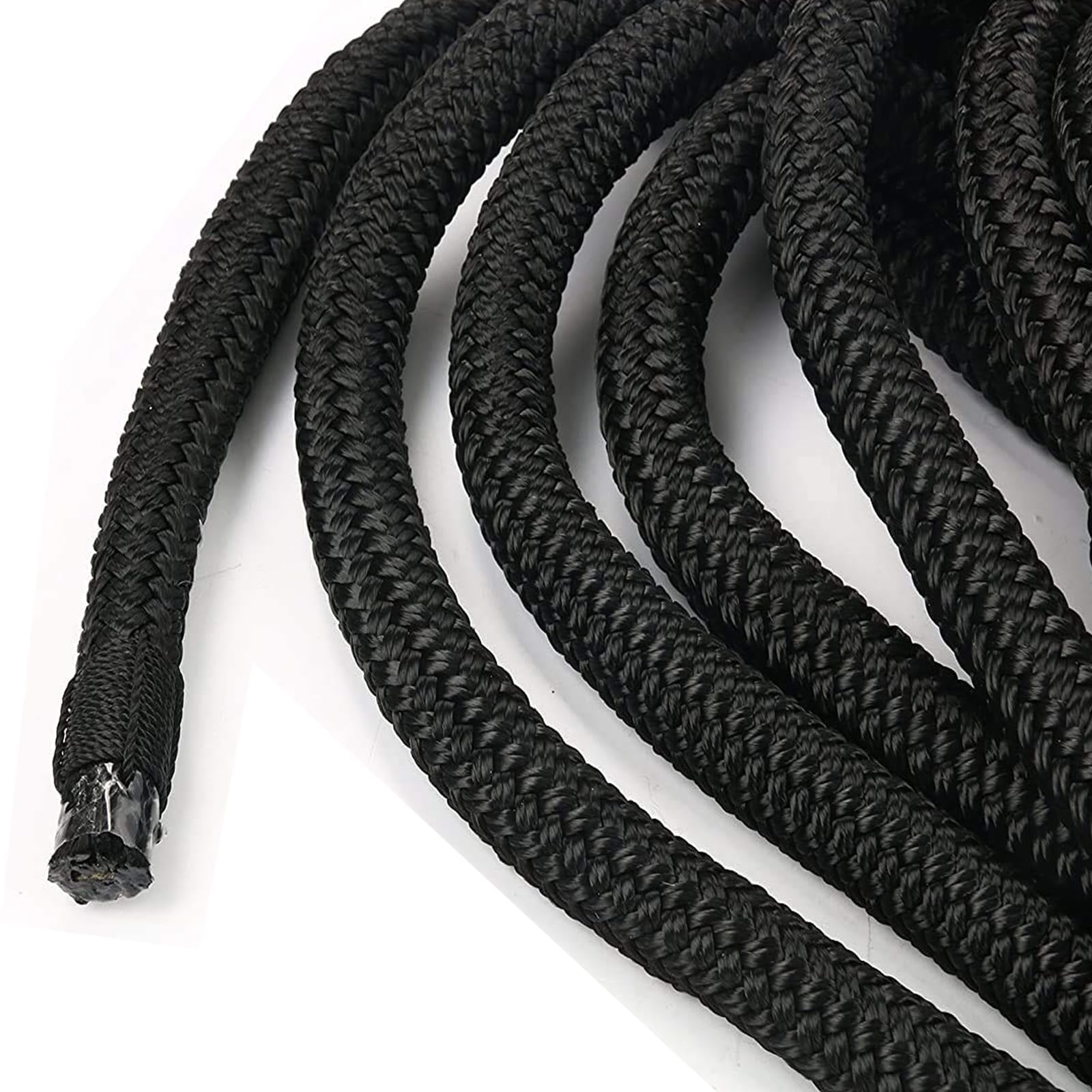 FreeTec 2-częściowa lina do łodzi łódź Fenderleine Nylon Dockline Linia cumownicza Lina Fender z oczkiem 16 mm średnica 7,6 m długości czarna