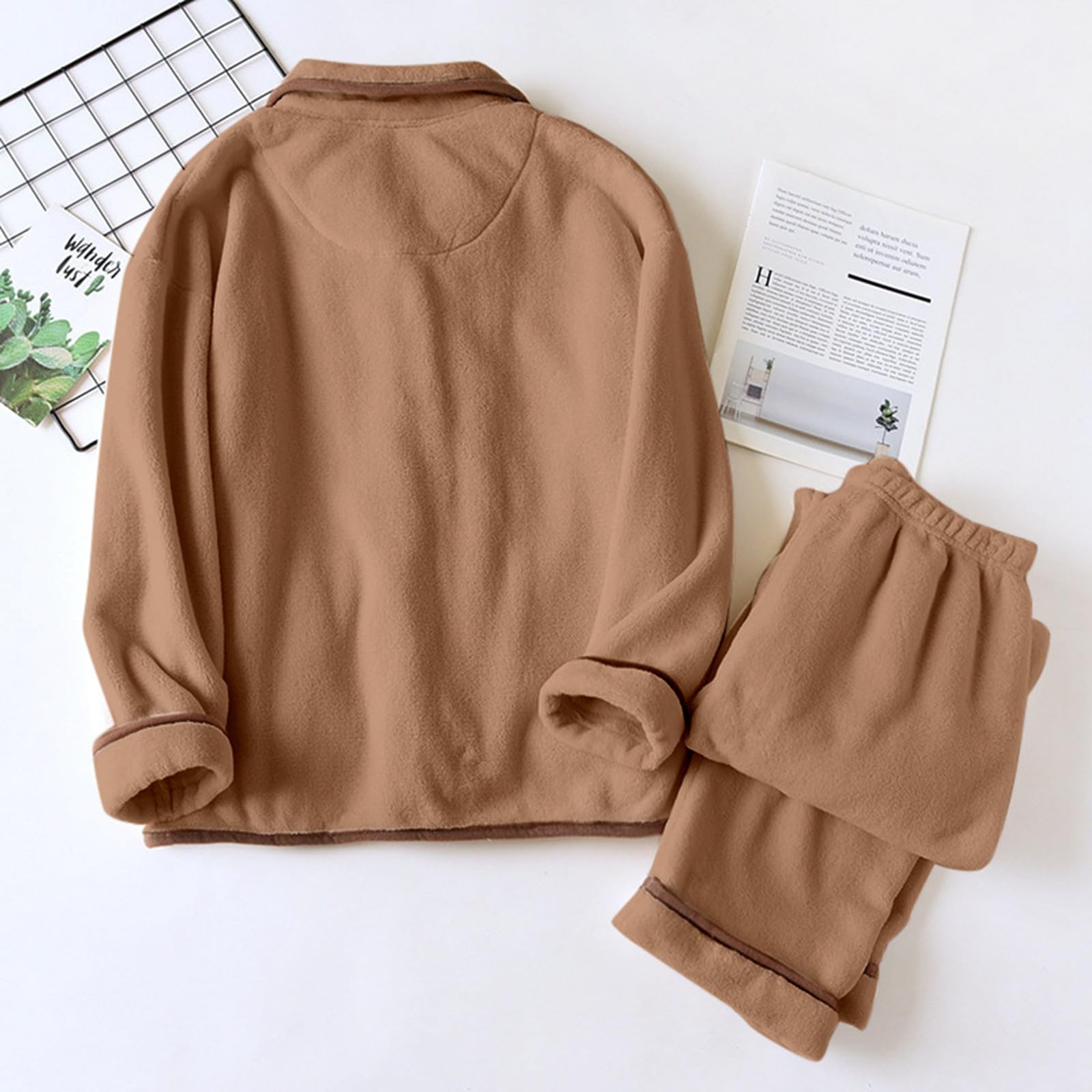 Conjunto de pijama para hombre Flecce, conjunto de pijama cálido, juego de pijama de franela para invierno, extra cálido, pijama para hombre, ropa de dormir mullida con botones