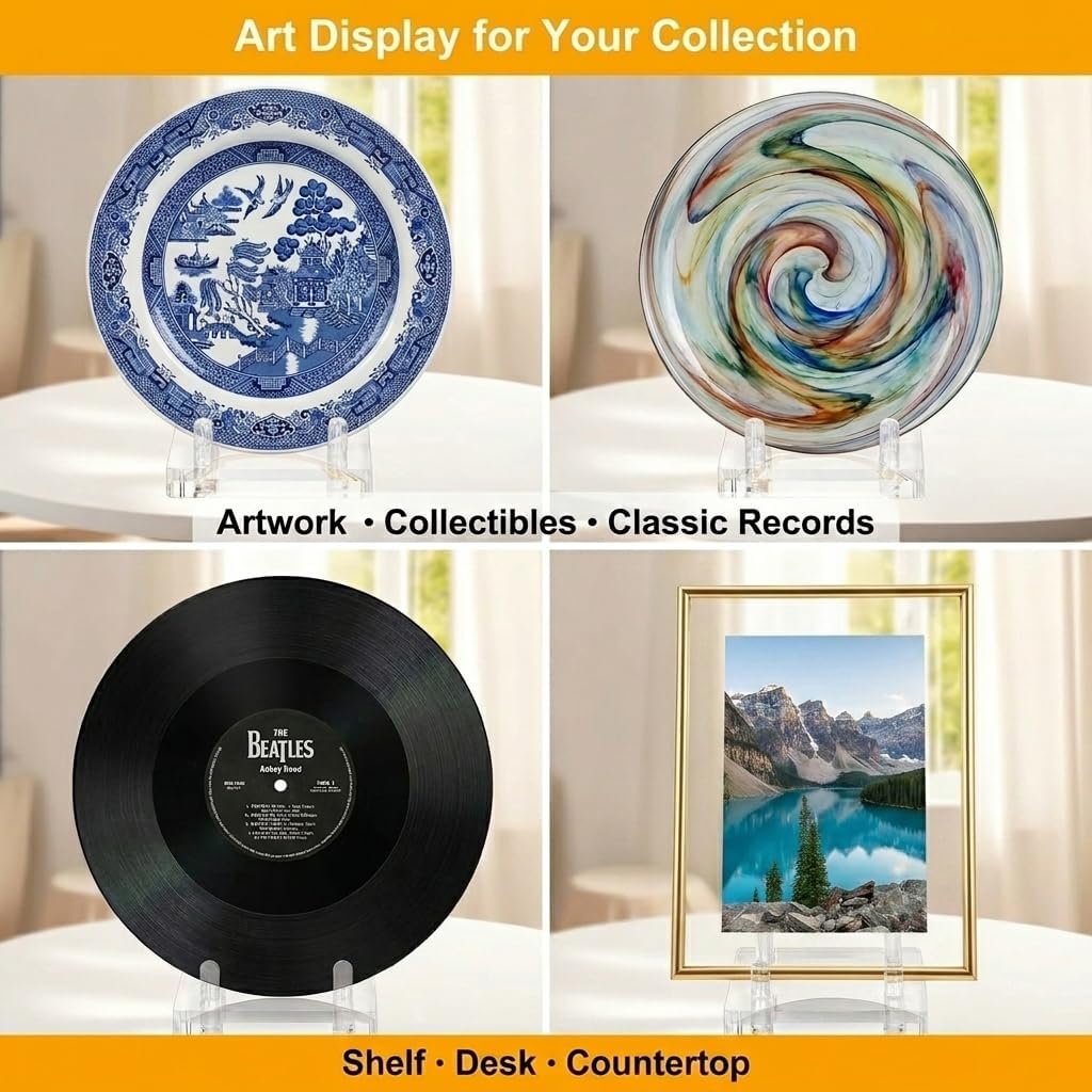 Large Plate Stands for Display 6–20 In, Adjustable Acrylic Holders