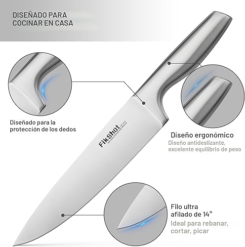 Miniatura 4 de Juego de cuchillos de cocina de acero inoxidable de alta calidad, cuchillo Santoku afilado y cuchillos de frutas, regalo para cocineros caseros, a