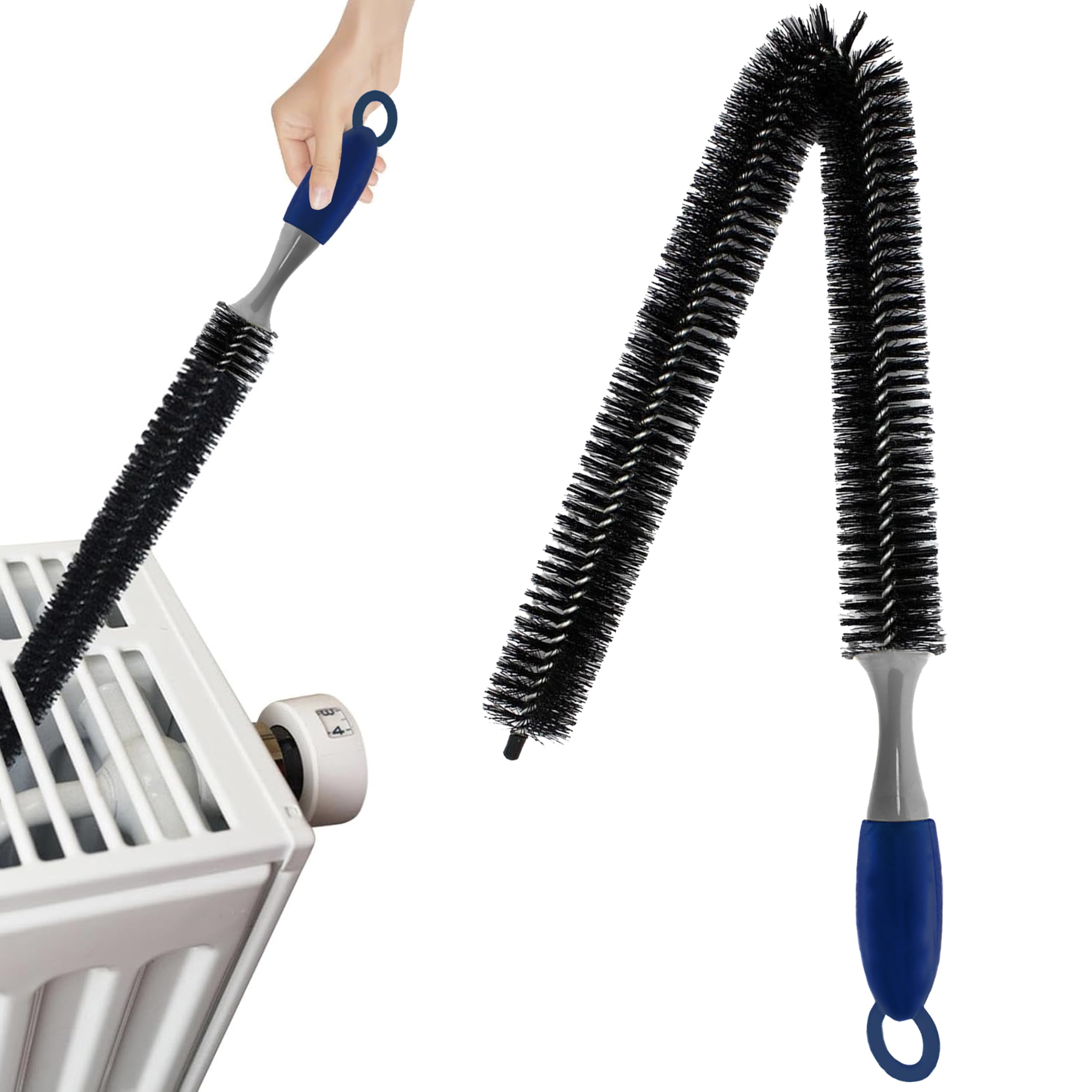 Knight Blue Radiator Cleaner Brush | 75Cm Long Reach Dust Removal Tool For Home & Office Radiators | Thin Long Bedndable, Non-Scratch Radiator Duster Brush For Lint & Appliances.