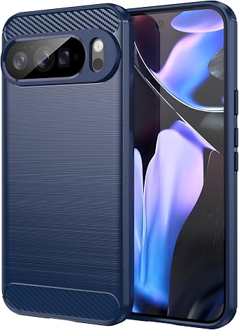 for Google Pixel 10 Pro XL Case, Carbon Fiber Texture Design Cover Anti-Scratch Shock Absorption Designed for Google Pixel 10 Pro XL 2025 Blue