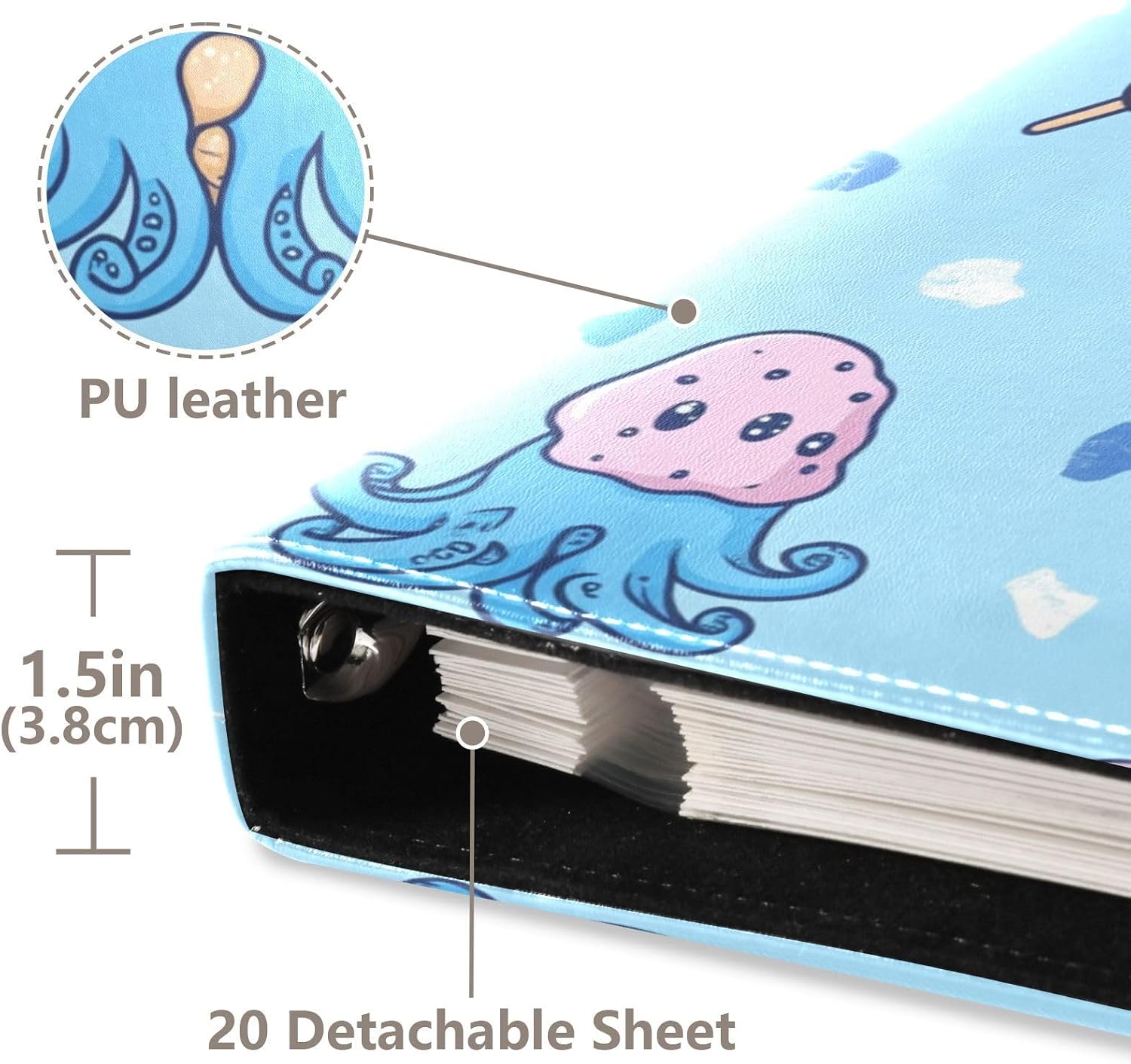 Large Photo Album, Cute Octopus (13) Personalized Leather Cover Photo Book for 4x6 5x7 6x8 Pictures, Photo Albums for Family, Baby, Wedding