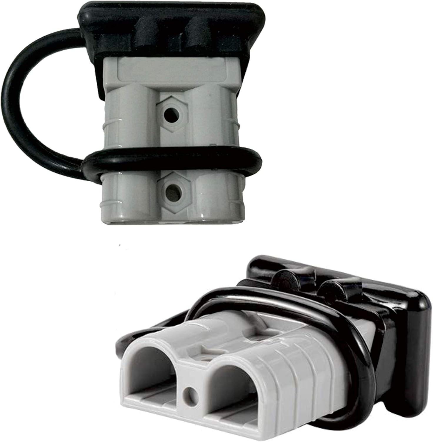 175A 600V Battery Quick Connect Anderson Compatible 2 Pole Power Connector Plug Gray w/Terminals for #1/0 AWG Wire (pin for #1/0 awg Wire, Set+2 Covers)