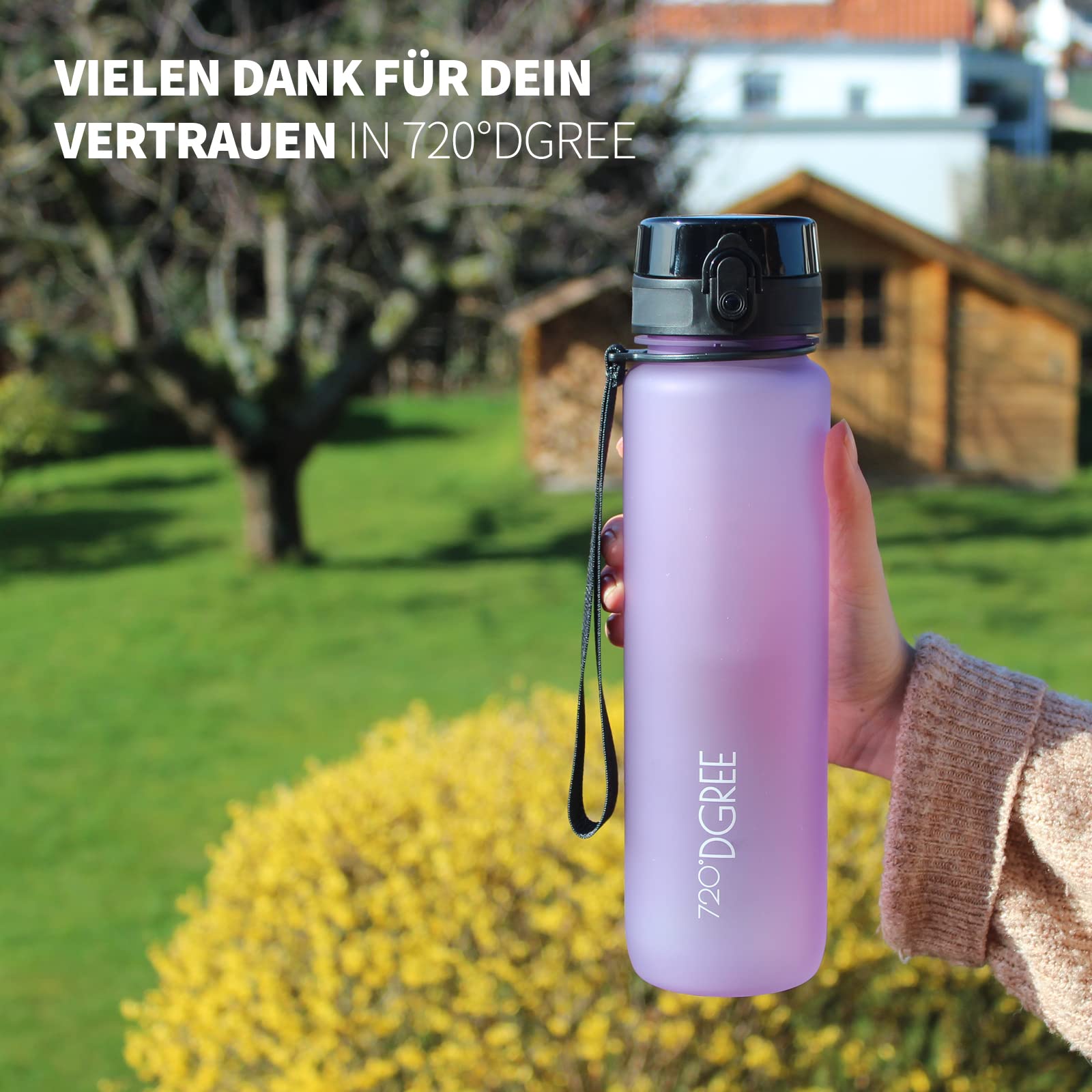 720°DGREE Trinkflasche “uberBottle“ 350ml, 500ml, 650ml, 1l softTouch +Früchtebehälter - Auslaufsicher, BPA-Frei - Schmale Wasserflasche für Kinder, Schule, Sport, Fahrrad, Gym, Fitness, Outdoor - 5