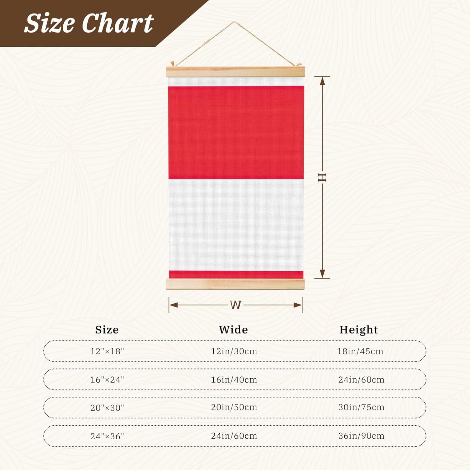 Indonesian Flag Print Poster Hanger,Hanging Poster, Poster Frame,Wood Poster Hanger, For Wall Hanging