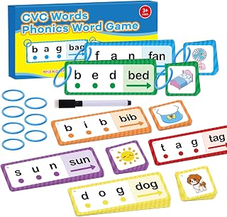Phonics Games Flash Cards for Kids, CVC Word Games, Educational Speech Therapy Toys for Toddlers, Learn to Read & Spell, Preschool Kindergarten Learning Activities, Homeschool Essentials