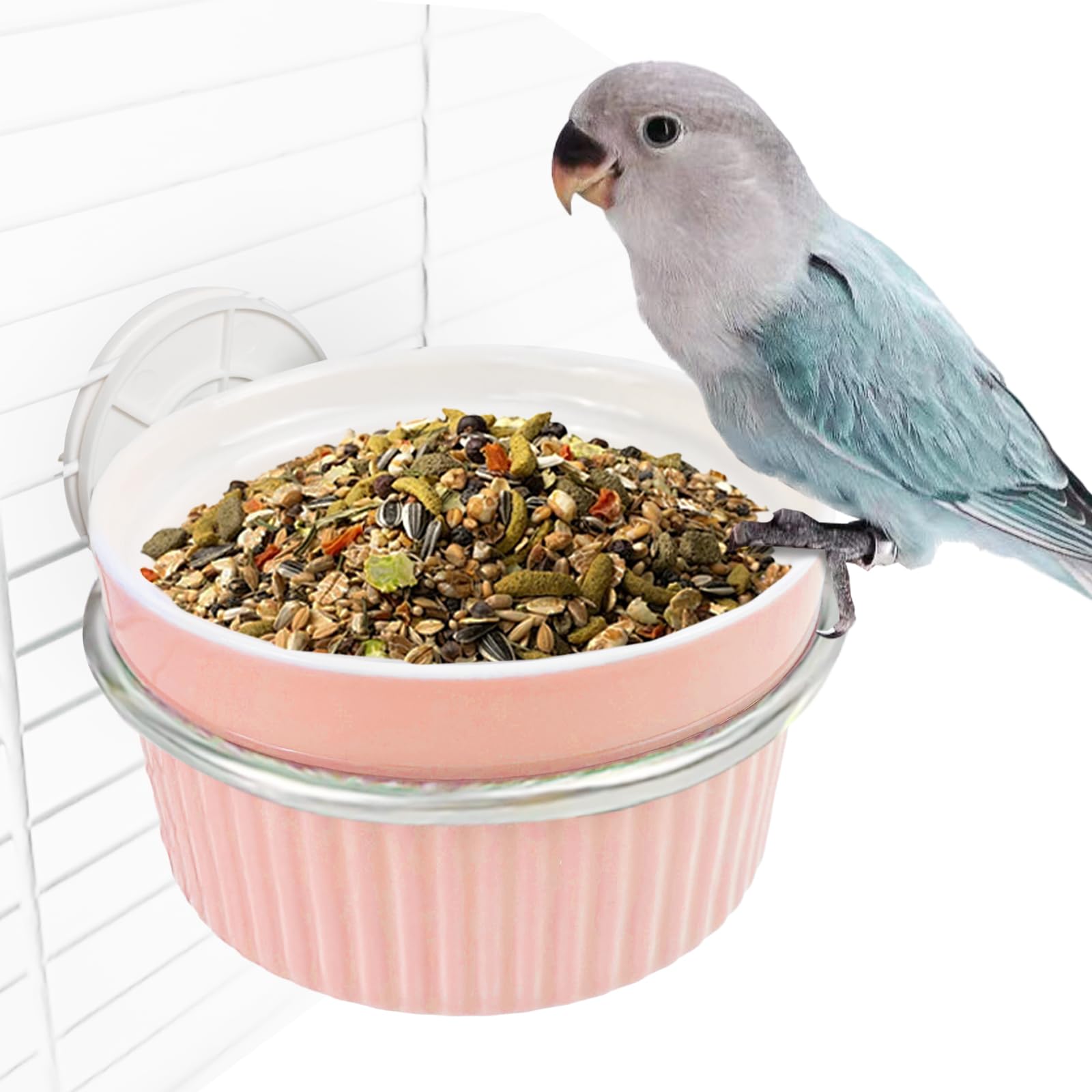 WQY GroceryShop Bird Cage Feeder Parrot Food Cage Bowl Clamp Holder - feeding and watering supplies pet | Mubboo