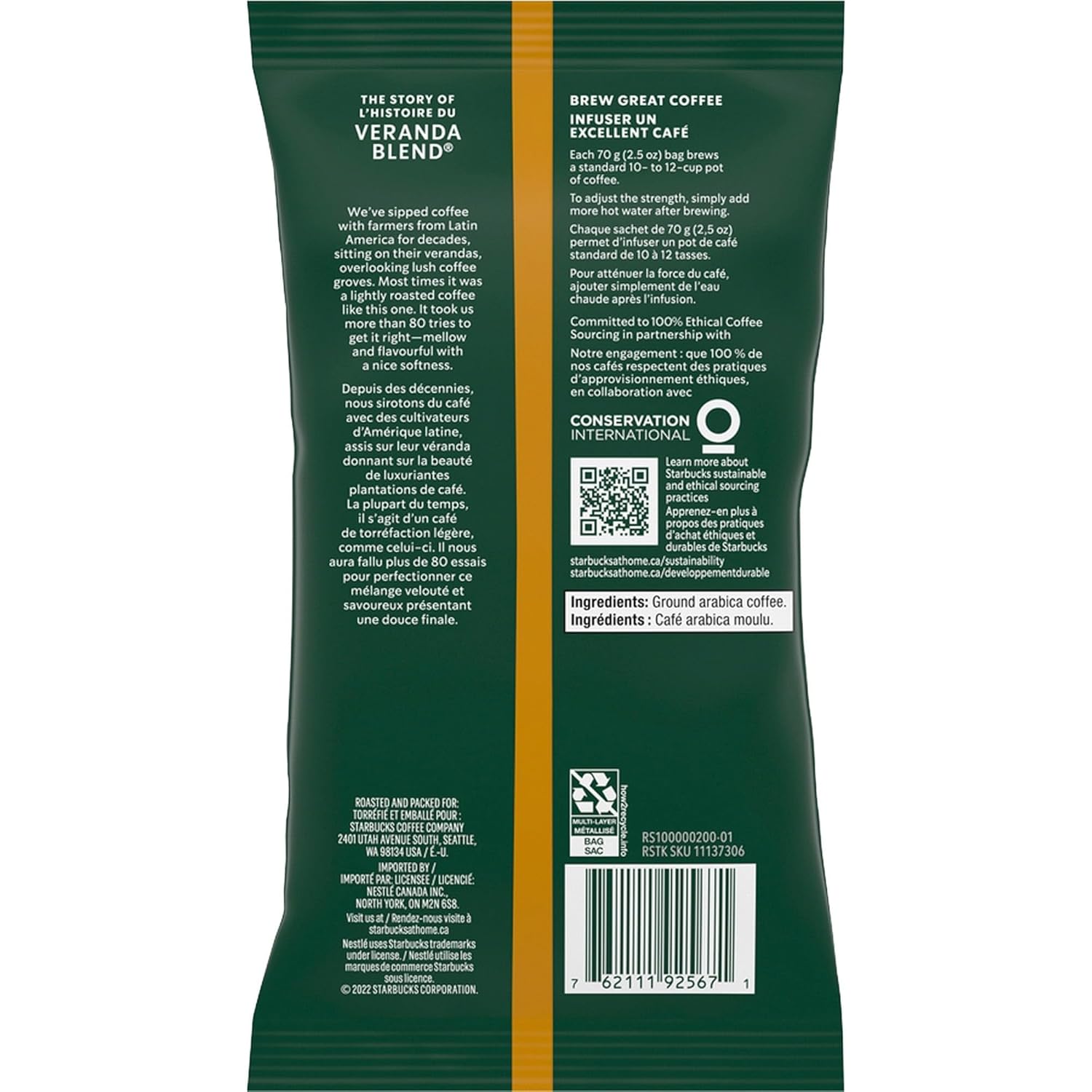 Starbucks SBK11020676 Premium Blonde Roast Ground Coffee, 2.5oz (Pack of 18) Packaging may vary