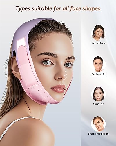 Miniatura 6 de V-Line - Mascarilla escultora Correa de silicona para barbilla para apretar la mandíbula y reducir la barbilla (23-27 pulgadas) (rosa Sakura)