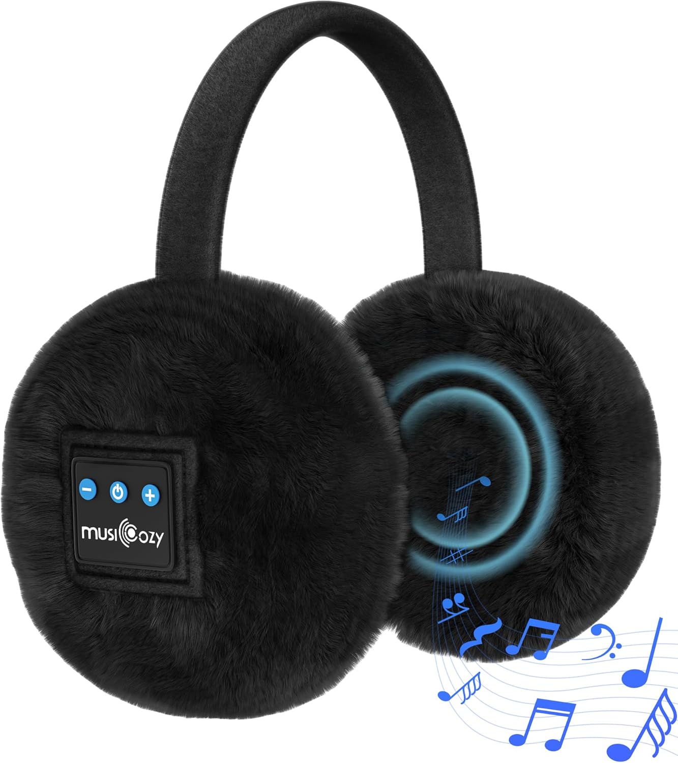 MUSICOZY Earmuffs Women's Winter Ear Warmers Muffs Soft 5.4 Bluetooth Muisc Earmuffs Covers for Jogging Skiing Skating Travelling Hiking Gifts_Black