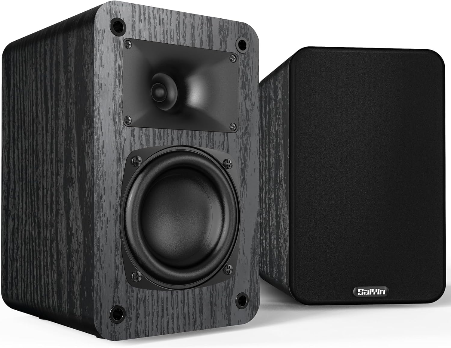 Saiyin Passive Bookshelf Speakers, 2-Way Passive Speakers, 3.5" Woofer & Silk Horn Tweeter, 60Hz Bass for Home/Office/Theater Pair (Needs Amplifier or Receiver to Operate)