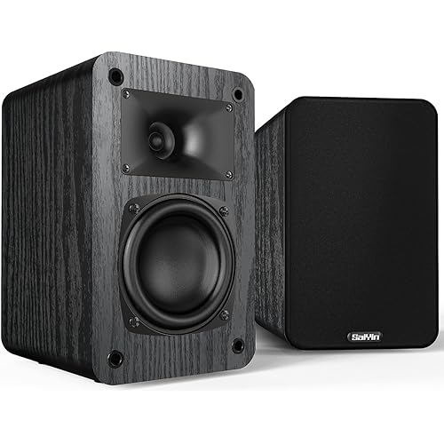 Saiyin Passive Bookshelf Speakers, 2-Way Passive Speakers, 3.5" Woofer & Silk Horn Tweeter, 60Hz Bass for Home/Office/Theater Pair (Needs Amplifier or Receiver to Operate)