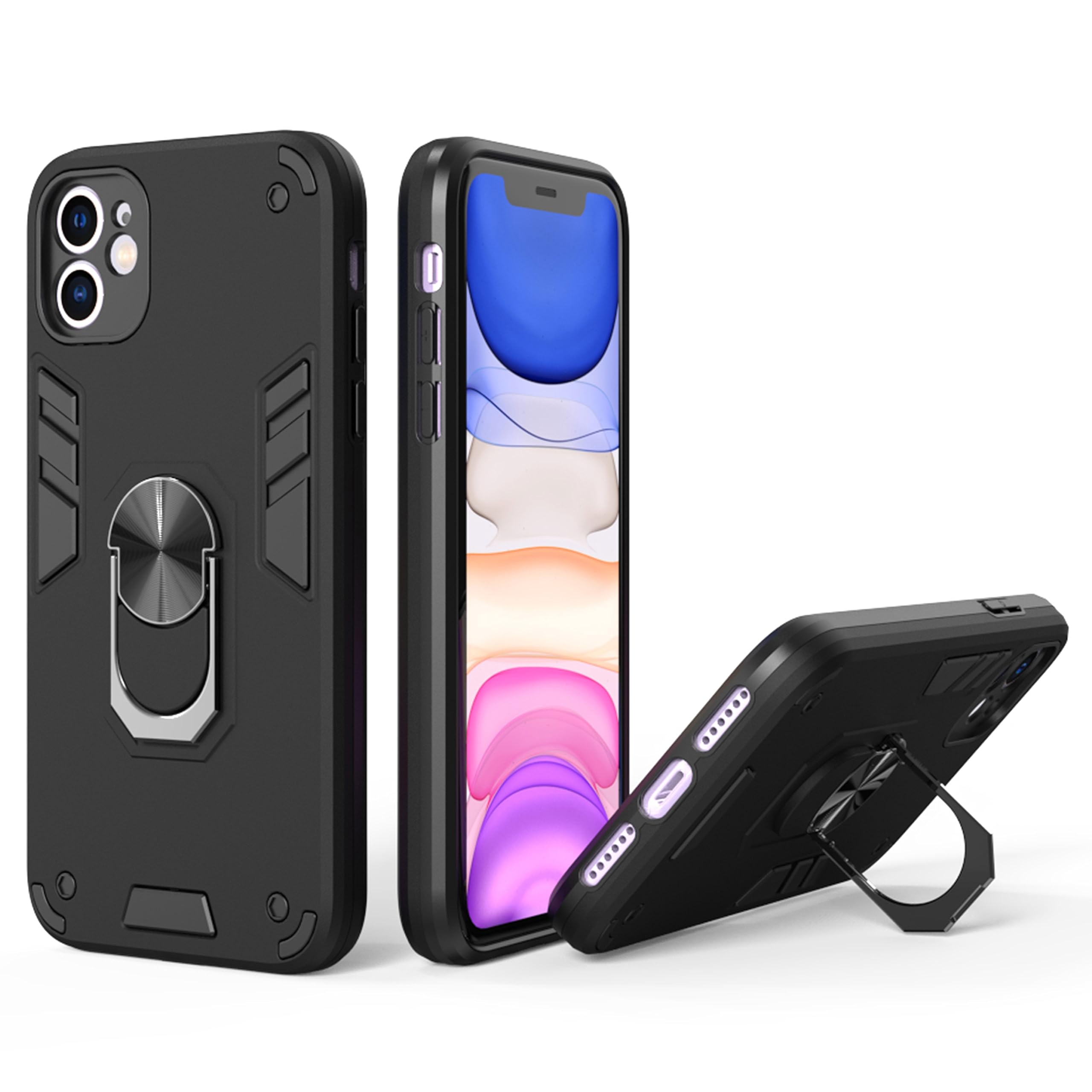 Zapcase Back Case Cover for iPhone 11 | Shock Proof Case for iPhone 11 with Camera Protection (Amor | Hybrid PC+TPU | Full Protection with Ring Holder Kickstand | Black) (B0CH8H539G) Amazon Price History, Amazon Price Tracker