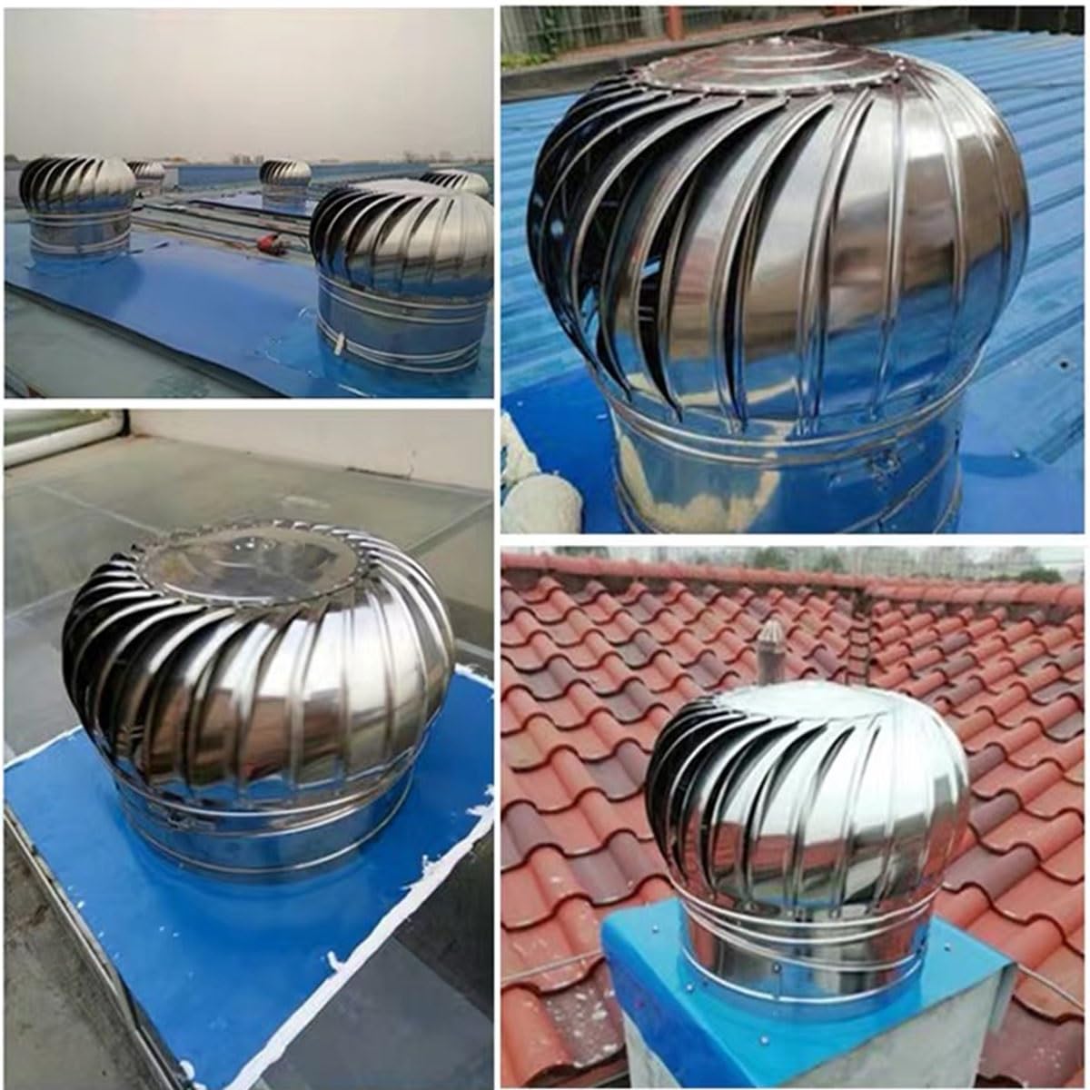 Aérateur De Toit En Acier Inoxydable Pour Turbine, 10-40cm, Rond Extracteur De Cheminée Tournant, Conduit De Fumée Sortie De Toit, Installation Facile(10cm)