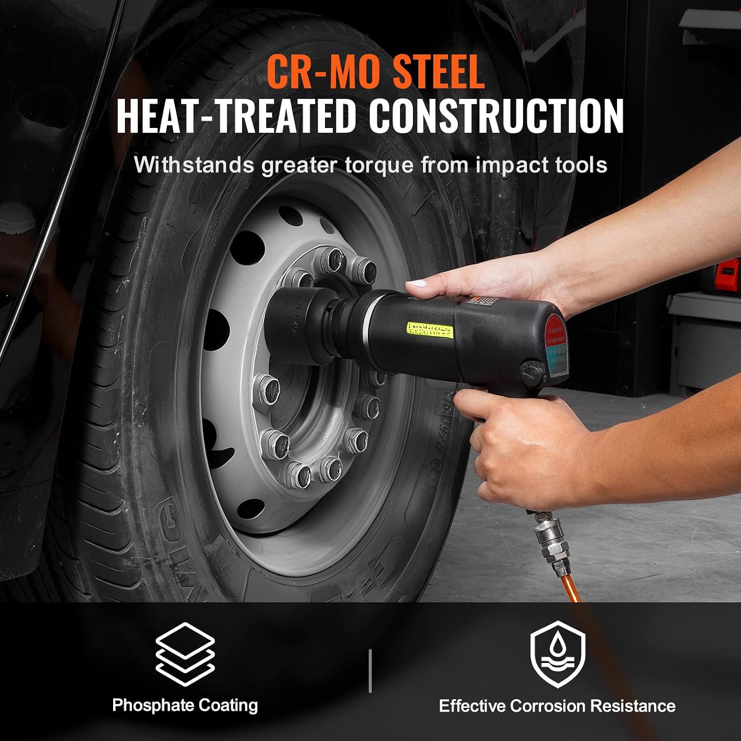 VEVOR Axle Nut Impact Socket Set - 3/4" Drive 6-Point 8-Piece SAE Spindle Nut Socket CR-MO Heat Treated Large Socket Set with Storage Case for Auto Repair, Removing or Installing Axle Nuts image 5