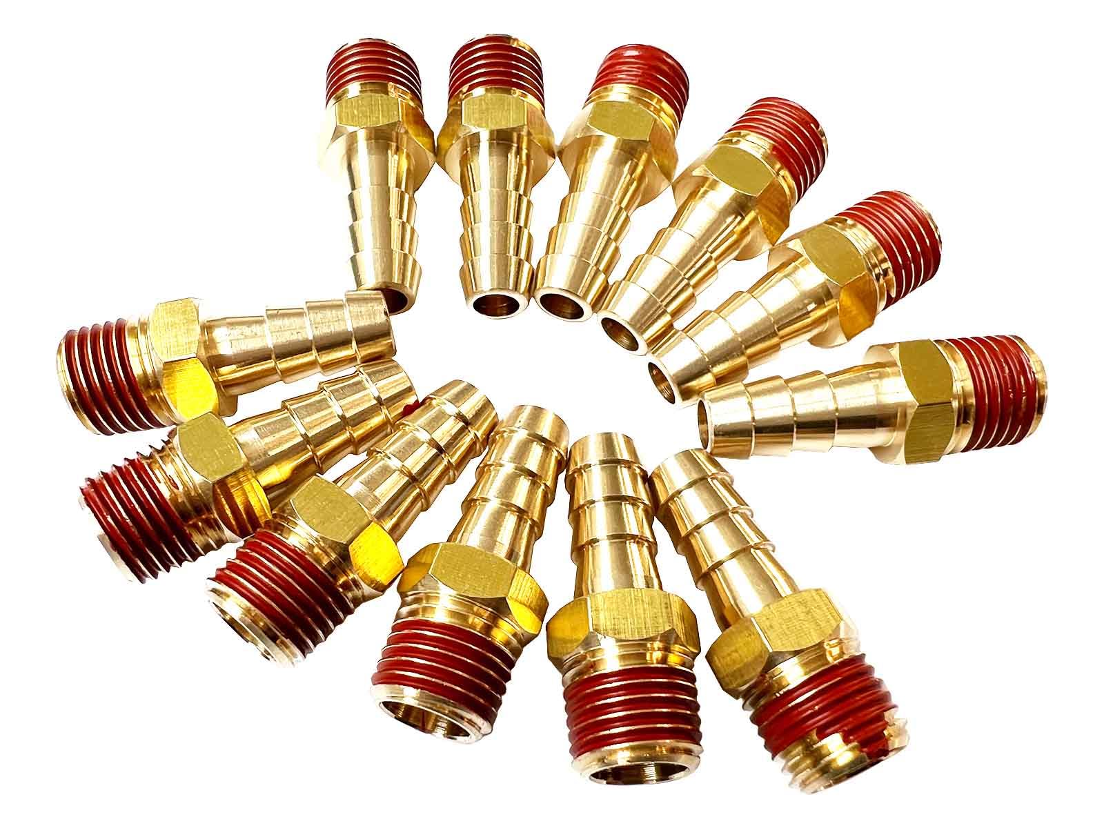 SANFU 12-Pack Air Hose Fittings, 3/8"" Barb to 1/4"" NPT Air Hose Repair Kit with Sealant, 3/8"" Barb to 1/4"" NPT Male Air Hose Barb Fitting, Brass
