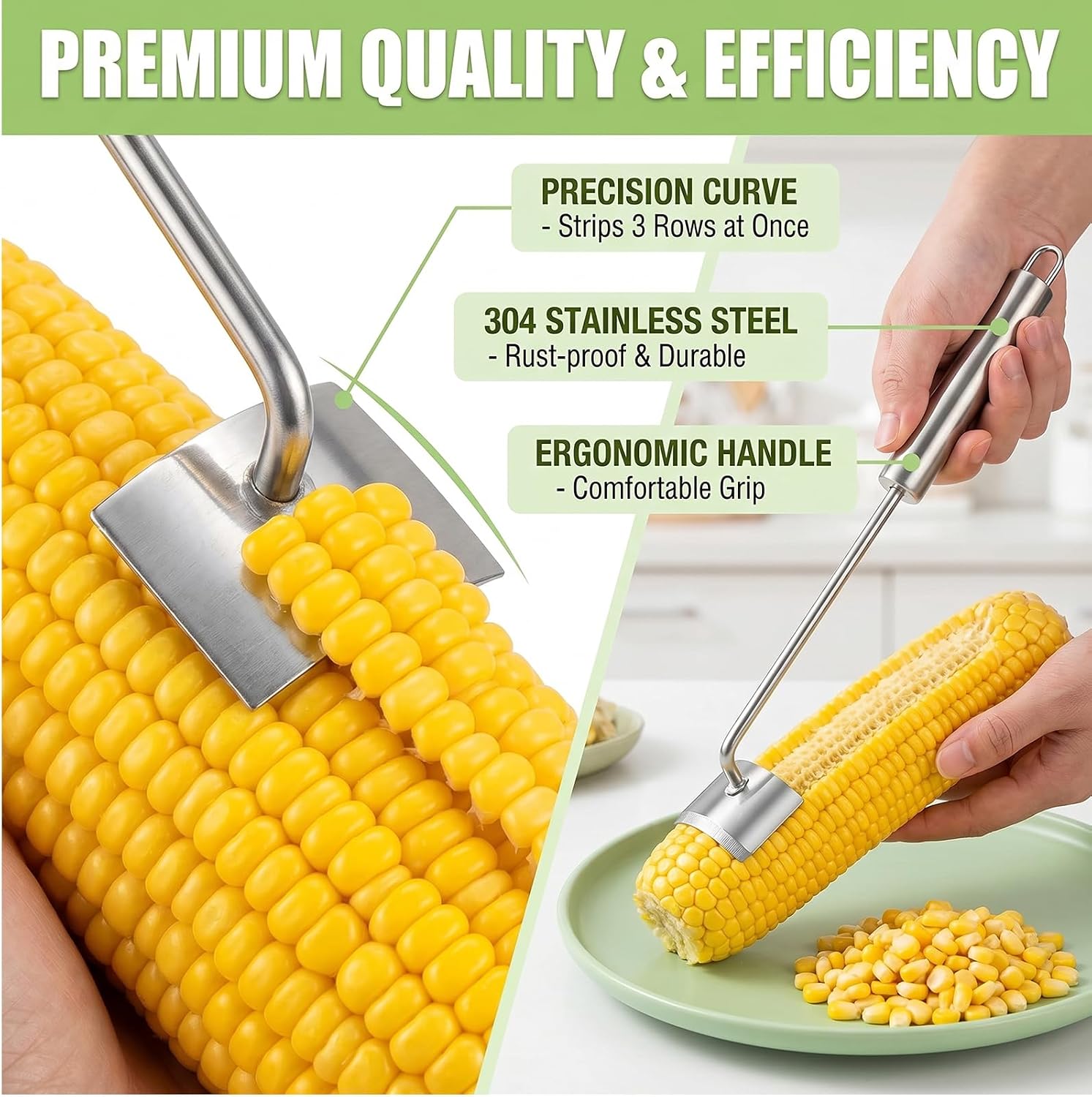 2 Pcs Stainless Corn On The Cob Stripper Tool,For Home Kitchens Restaurant image 3