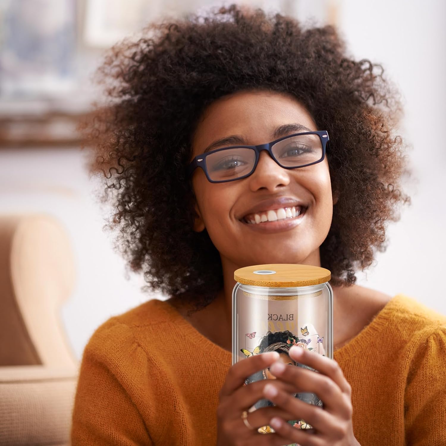 African American Gifts Set for Women - African American Tote Bag, Makeup Bag, Glass Cup, Socks, Keychain and More for Black Mom Friends Birthday Christmas Graduation Mother's Day Present - Image 3