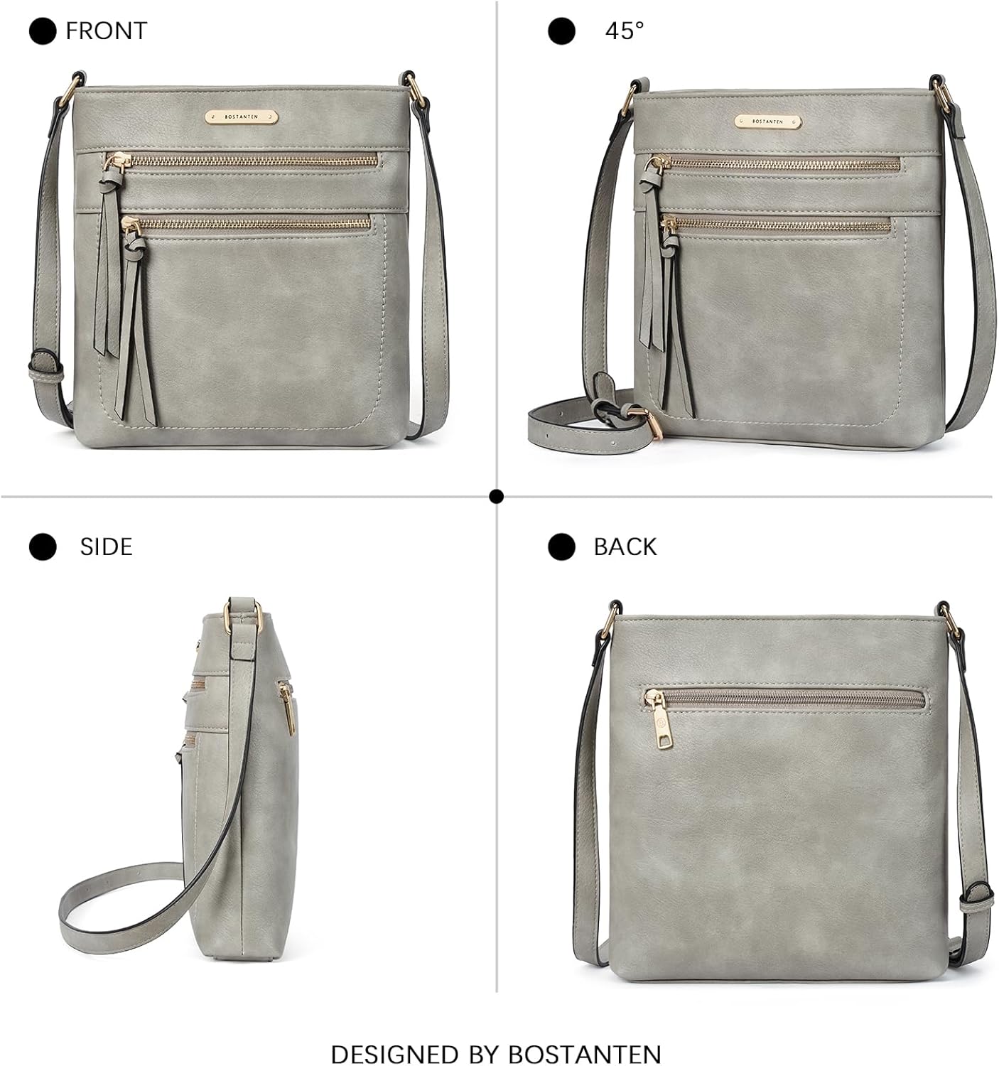 BOSTANTEN Crossbody Purses for Women Medium Shoulder Bag Quilted Handbags with Zipper Pocket - Image 6