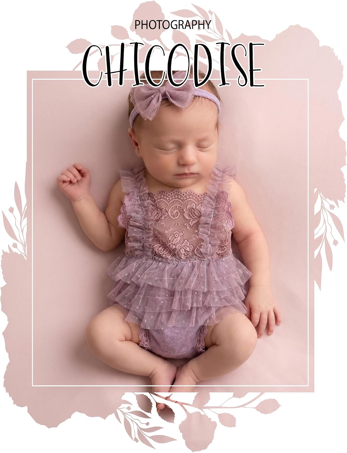 Newborn Photography Props Outfits for Baby Girls | Lace Romper with Ruffles & Headband | 1-3M Baby Photo Photoshoot