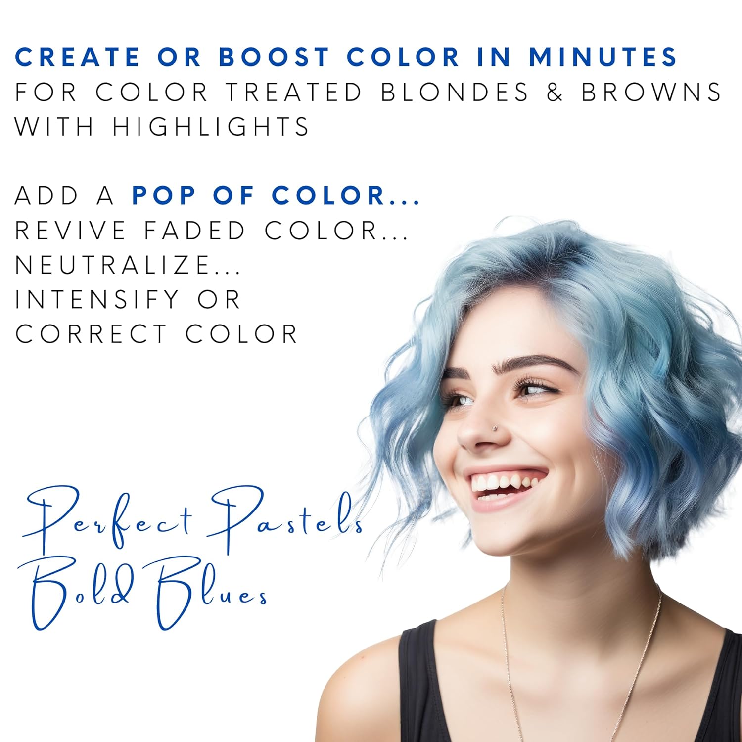 Watercolors Base Drops, Temporary Hair Dye Color Booster, Cruelty-Free, 4 oz - BLUE