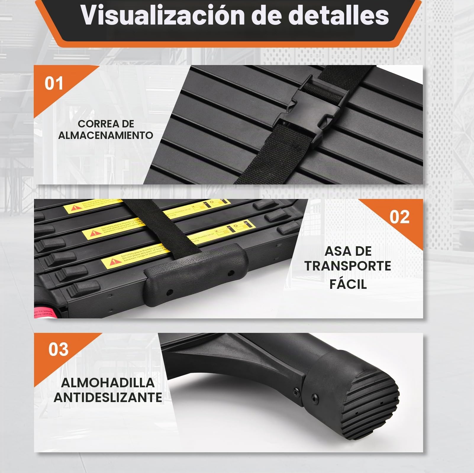 Escalera telescópica de 3.8 Metros con pies Antideslizantes, Escalera Plegable de Aluminio Ligero para altillos, Casas rodantes, Exteriores e Interiores, Capacidad de Carga de 150kg.Negro