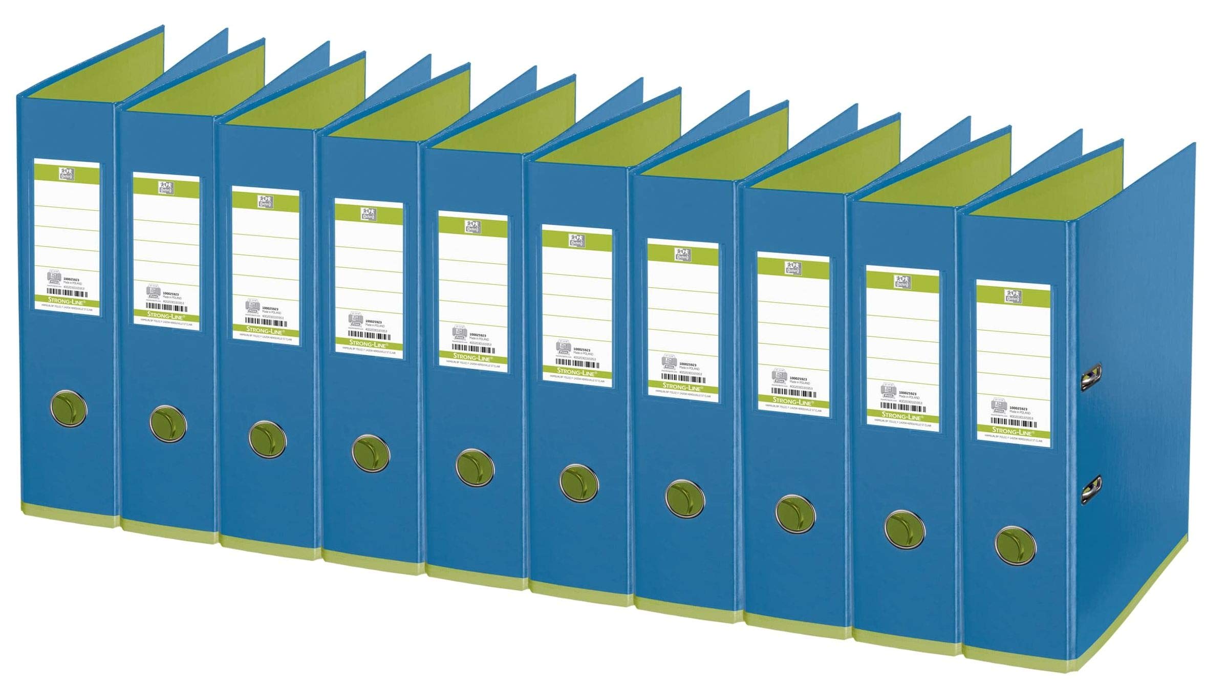 Oxford Ordner A4, myColour, 8 cm breit, zweifarbig in hellblau und hellgrün, 10 Stück