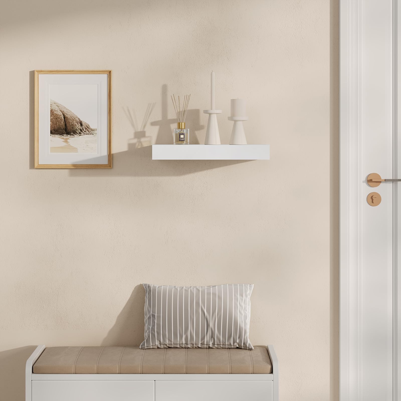 WOLTU Mensola da Muro, Scaffale Parete Moderno, Mensola con Cassetto in MDF per Soggiorno, Camera da Letto, Cucina, 40x25x5cm Bianco, RG9344ws