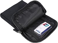 Vista 3 de Bolsa de clip para cinturón para teléfono celular, color negro, funda de hombro para teléfono celular, cremallera vertical de nailon, bolsa cruzada