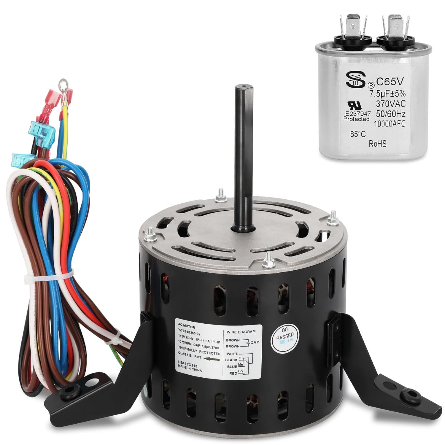 HB41TQ113 Furnace Blower Motor 1/3 HP 115V 1075 RPM Replacement for Carrier Bryant Payne HB41TQ113 HC41TQ113 HC41TE113 HC41TE113A