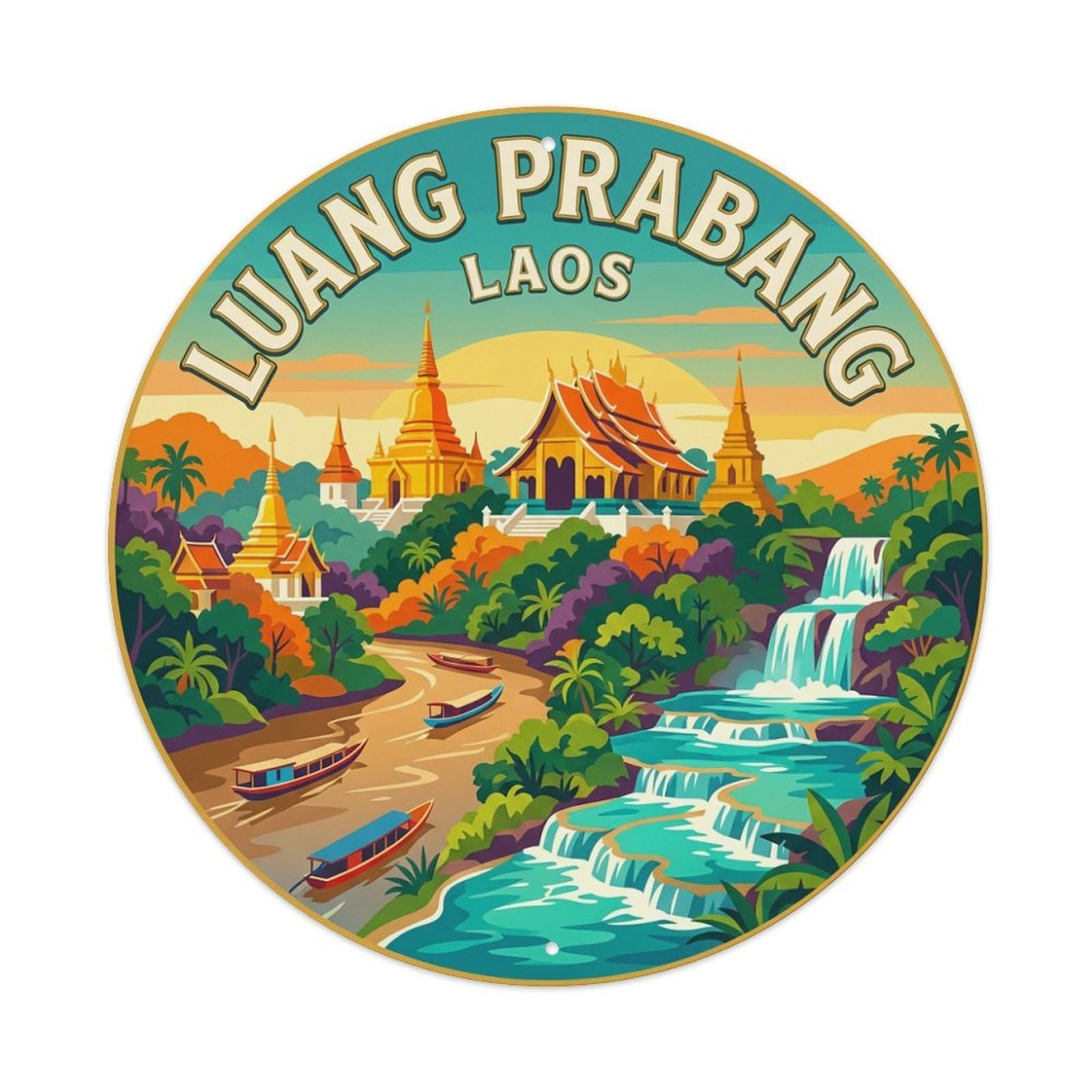 Galvaxio Style Vintage Travel Laos Luang Prabang Metal Tin Sign
