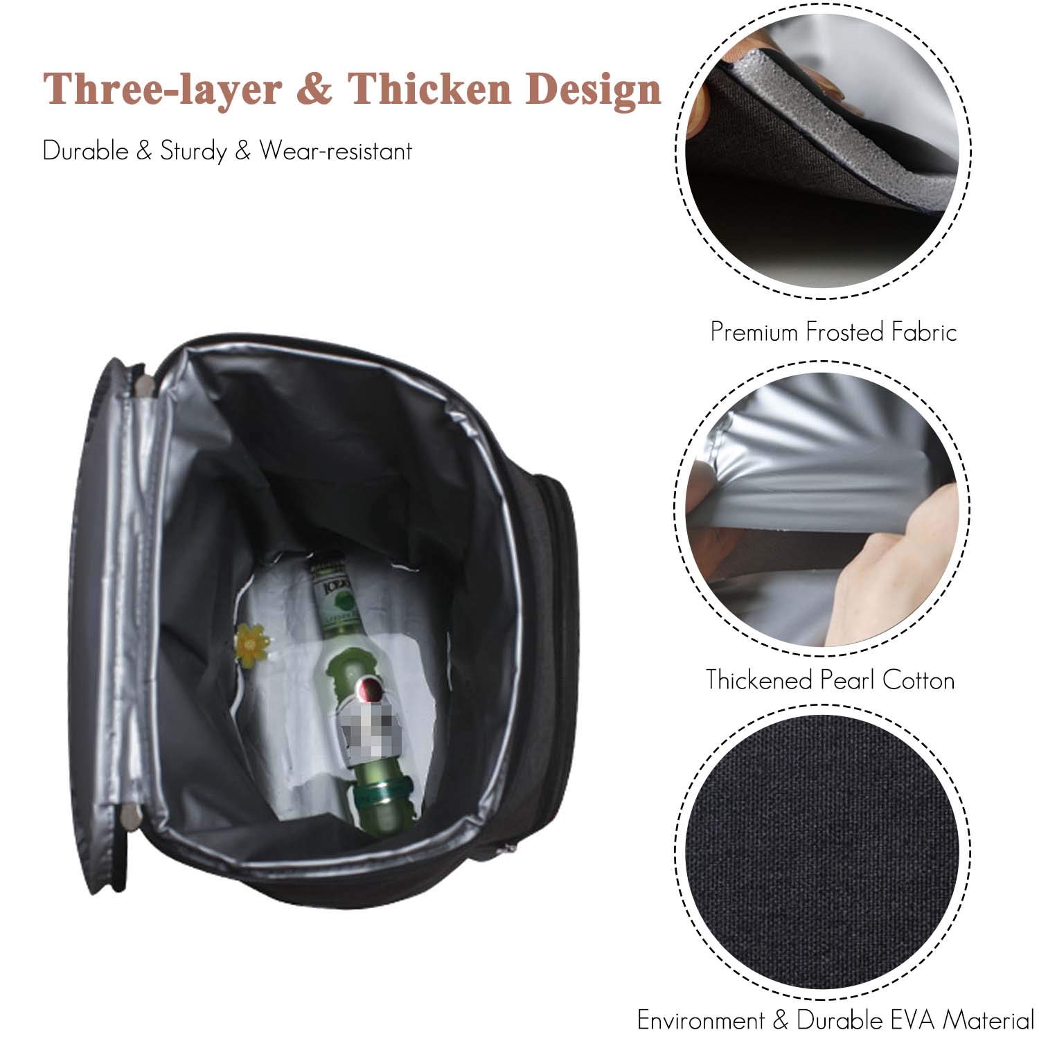 FANDARE Zaino da pranzo Borsa Termica Isolante Pranzo al Sacco Borsa da Picnic frigo Acquisti Auto Borsa a tracolla per Campeggio Nautica Spiaggia Pesca Scuola Lavoro Lunch Bag Impermeabile Poliestere