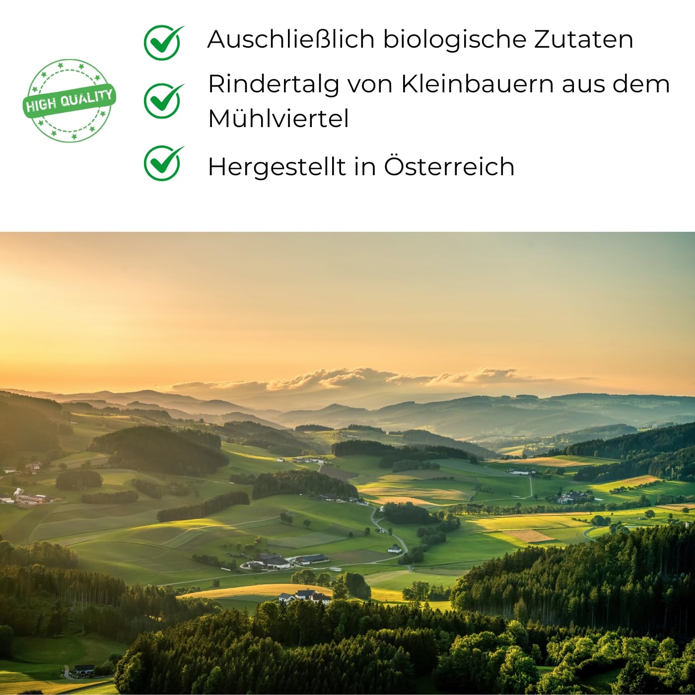 Handgemachte Bio Rindertalg Creme von grasgefütterten Bio Rindern aus Österreich (Region Mühlviertel), natürliche Hautpflege, hilft bei empfindlicher, trockener und rissiger Haut (120 ml), Naturpur