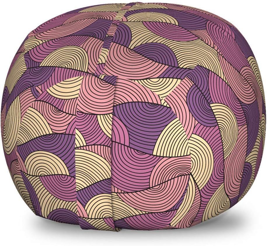 Ambesonne Abstract Storage Toy Bag Chair, Horizontal Wave Forms Ornamented with Overlapping Arch Shapes Doodle Art Theme, Stuffed Animal Organizer Washable Bag, Small Size, Multicolor