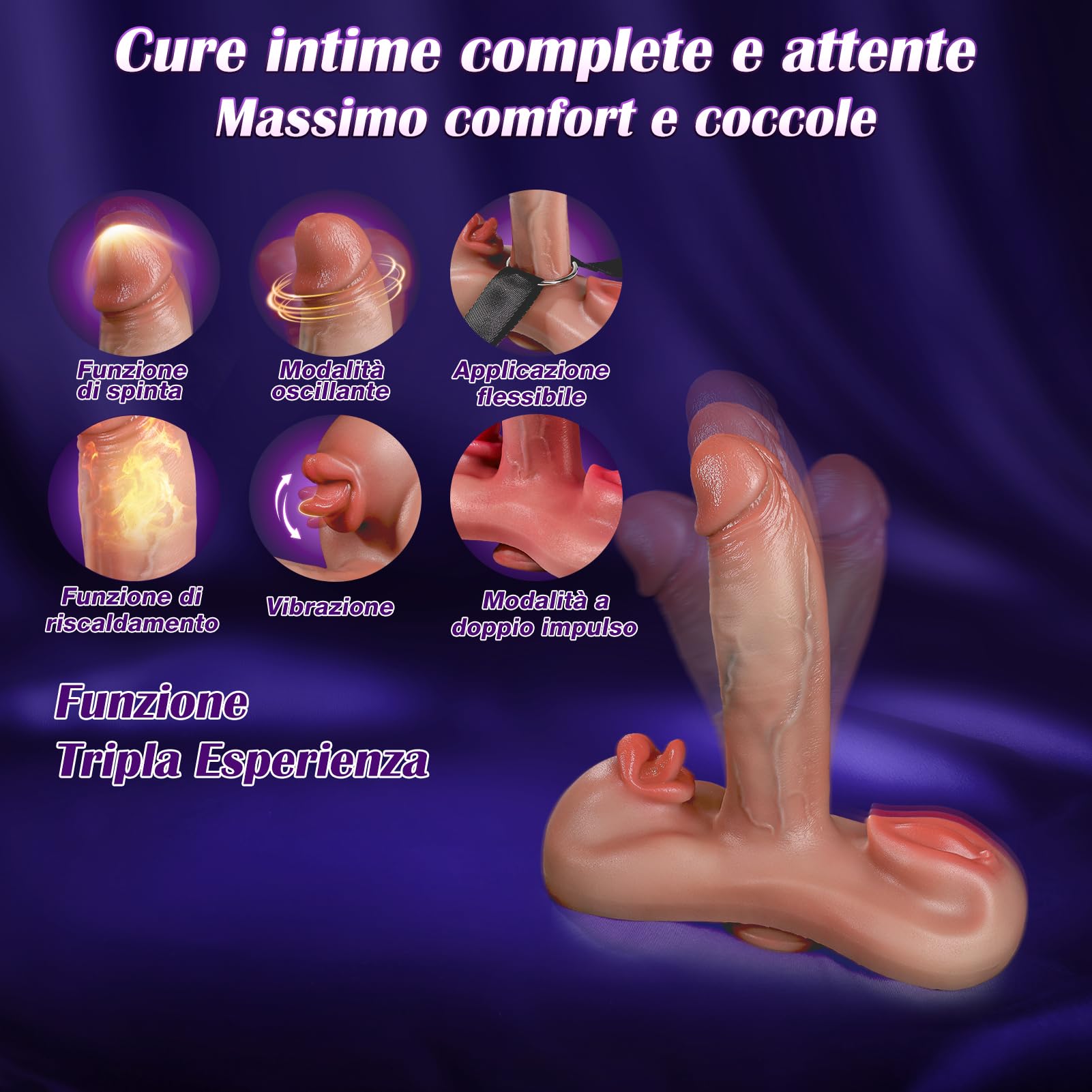 Funsgetoy Dildo Realistico AI 6 In1 Con Oscillazione, Vibrazione, Riscaldamento Estensione e Leccante Vibratoriper Donne, Controllo App Con Fascia. Sexytoysys Donna Coppia